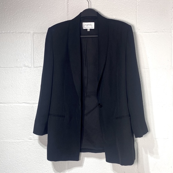 Ingenuity Black Oversized One Button Blazer Size 10 Vintage - Picture 5 of 6